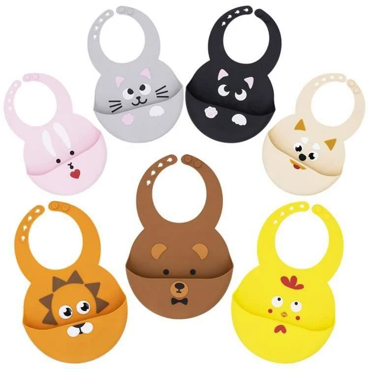 

BPA Free Customized Waterproof Baby Bib Baberos De Pacifier Silicone Baby Bib Baby Feeding sets