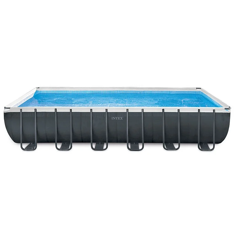 

Intex 26364 24FT Outdoor Above Ground Metal Frame Swimming Pool for sale with Accessories, Grey