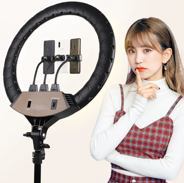 

Ring Light 80W 5500K Studio Photography Photo Cell Phone Holder Selfie Ring Light For Smartphone 18 Inch Led Ring Light
