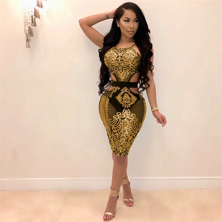 

YQ823 free shipping Fashion Women Sexy Sequins Cutout Club Dress Ladies Clothes