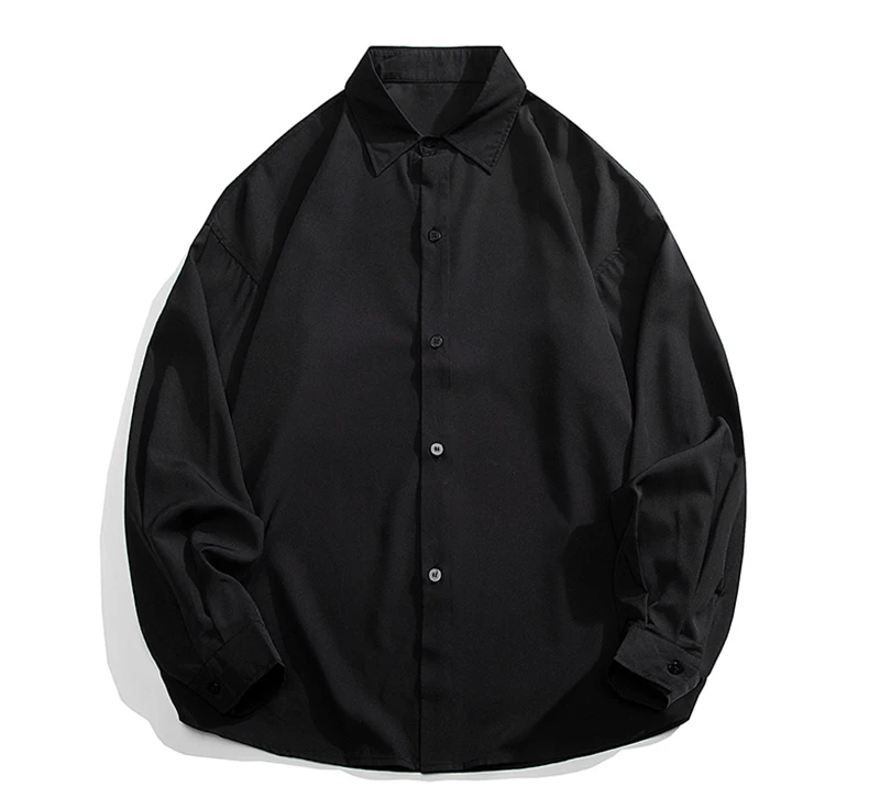 High Grade Solid Color Long Sleeved Shirt Fashion Casual Loose Non-ironing Men's Button Cotton Shirt