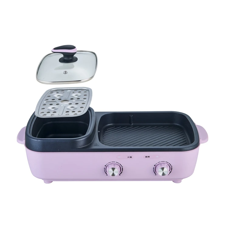 

1600w electric grill 2 in 1 electric grill hot pot steamboat with grill pan