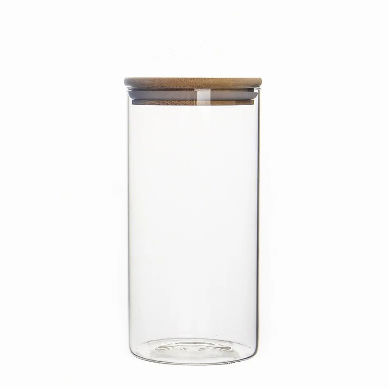 

Vanjoin 175ml 250ml 375ml 500ml 1000ml Wholesale custom printed borosilicate glass bamboo lid spice jars, Clear