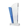 Pujiang development and design activities competition souvenirs and gifts customized sailing style blue crystal trophy
