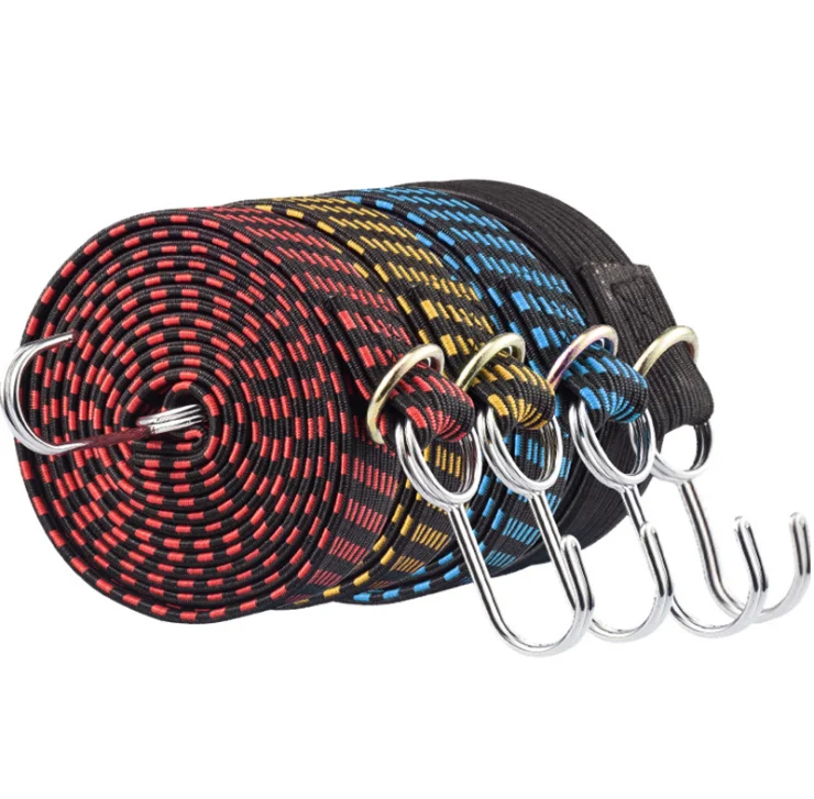 

Wholesale 3cm Rubber Luggage Rope bungee cords with hooks custom flat elastic bungee cords
