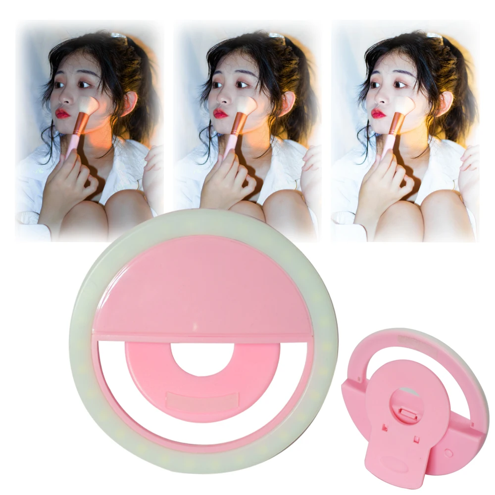 

iSHINE 2020 Led Selfie Video Ring Light Smart Photography For Mobile Mini Pink Flash Clip On Phones