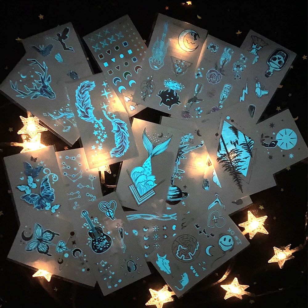 

New Arrivals DIY Glow In Dark Girly Hand Temporary Tattoo Sticker for Makeup, Cmyk