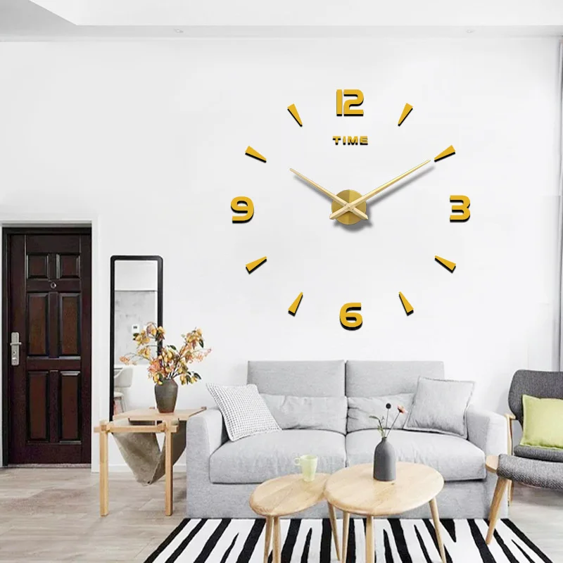 

47Inch DIY 3D Digital Clock Wall Home Decor 2023 Unique Luxury Creative Acrylic Sticker Modern Wall Clocks design