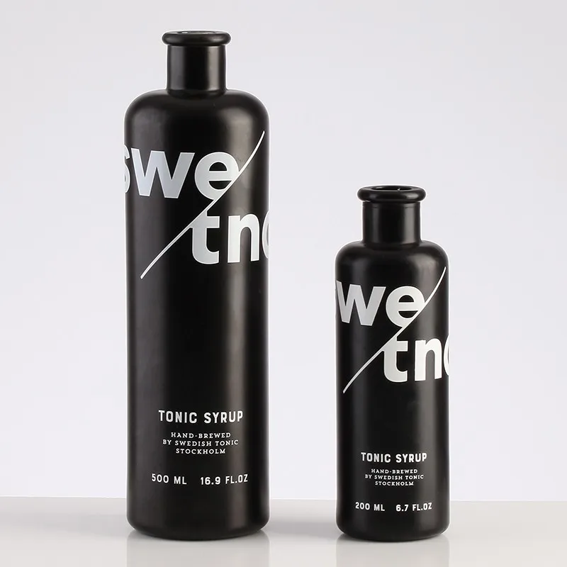 

custom 200ml 500ml matte black mezcal botella de vidrio gin empty liquor vodka glass bottle