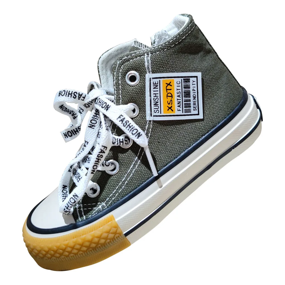 

Spring 2021 new non-slip spell color canvas shoes for boys and girls classic lace-up high-top children's shoes, Gray