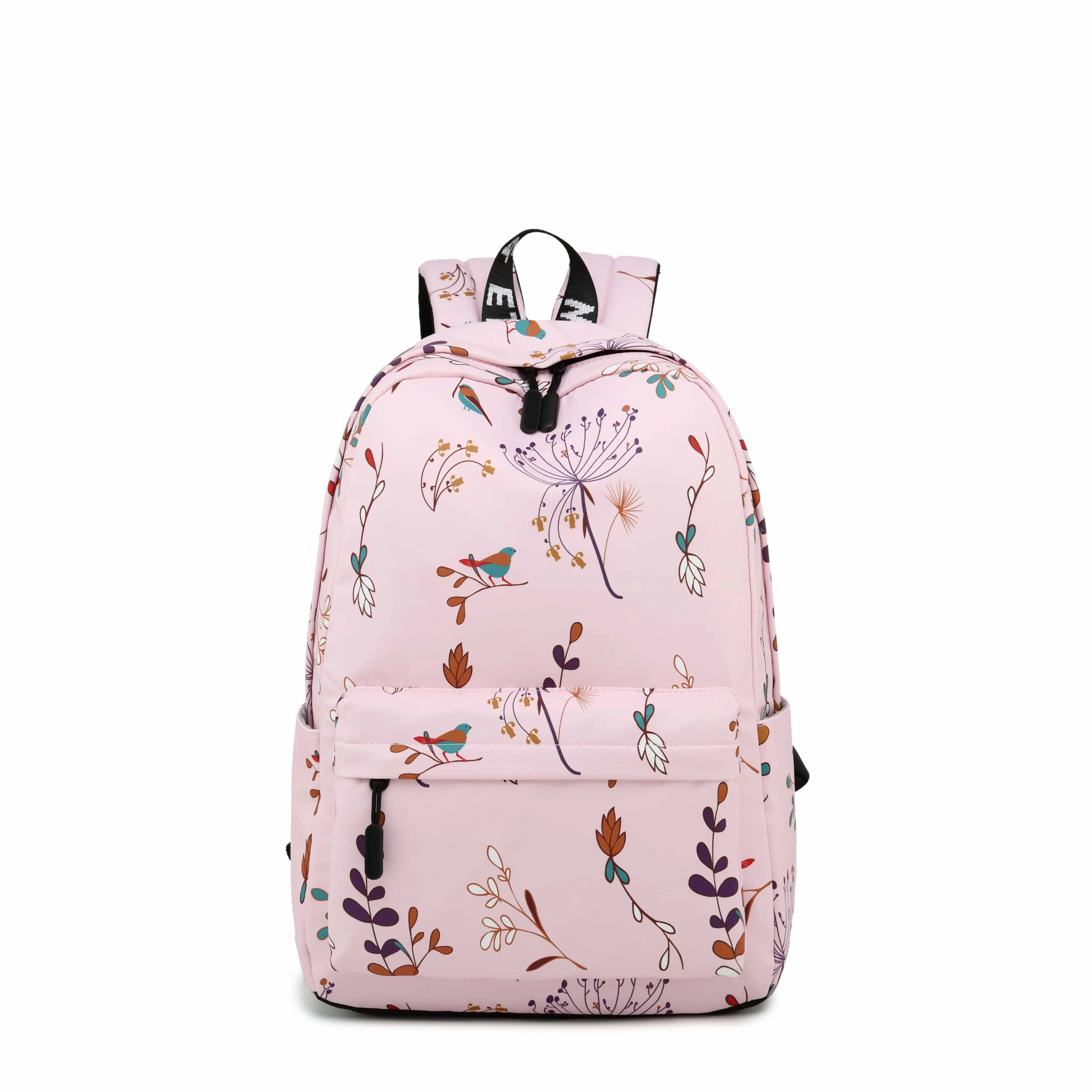 

wholesale small fresh canvas backpack student school bag cartoon leisure flower and bird backpack, Gradient colours