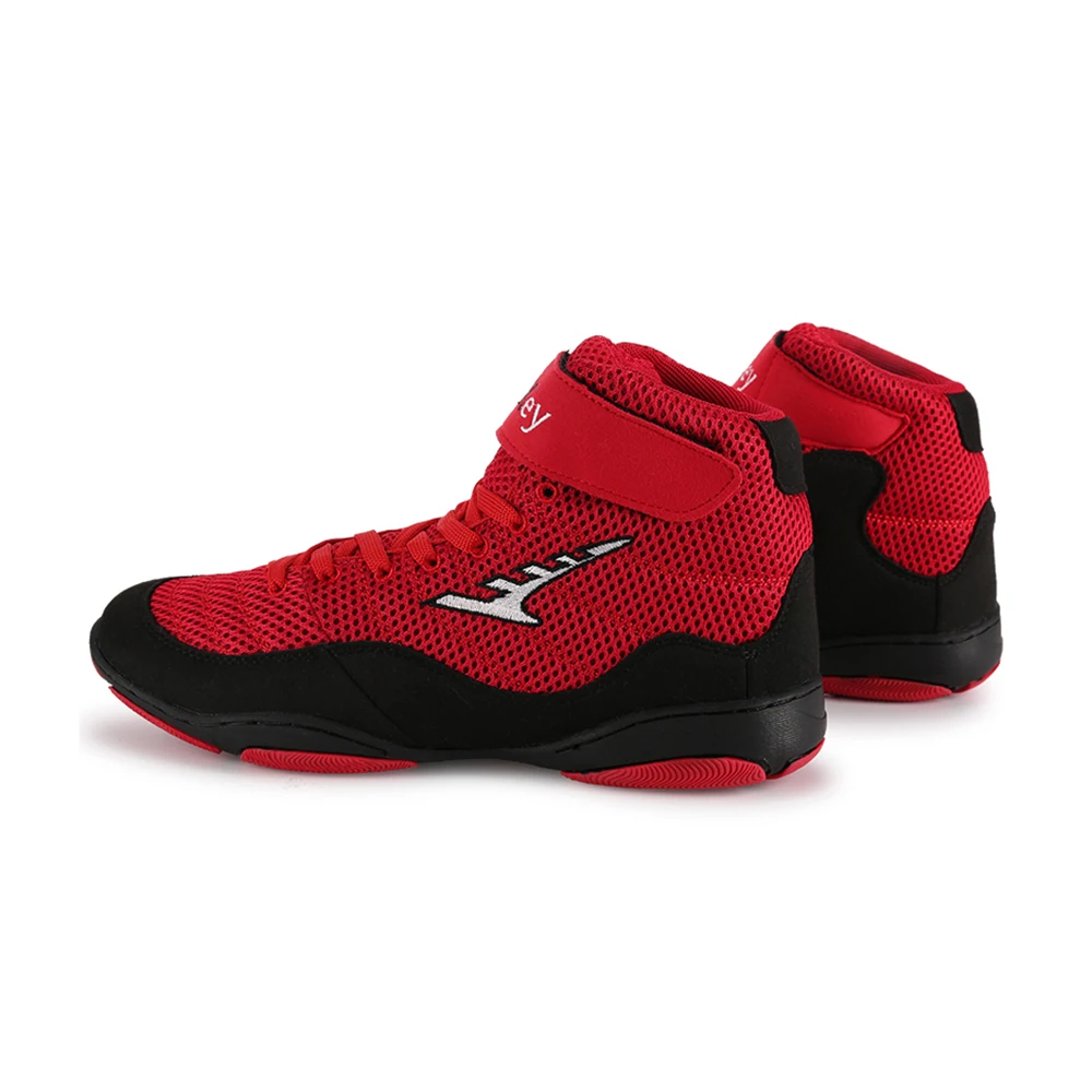 
Custom professional fashion sport leather red boxing shoes for men 
