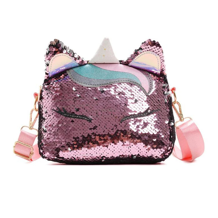 

Unicorn Horn Gifts Magic Reversible Sequin Shoulder Bag with Unicorn Mermaid School Dance Bag, As sample or customzied