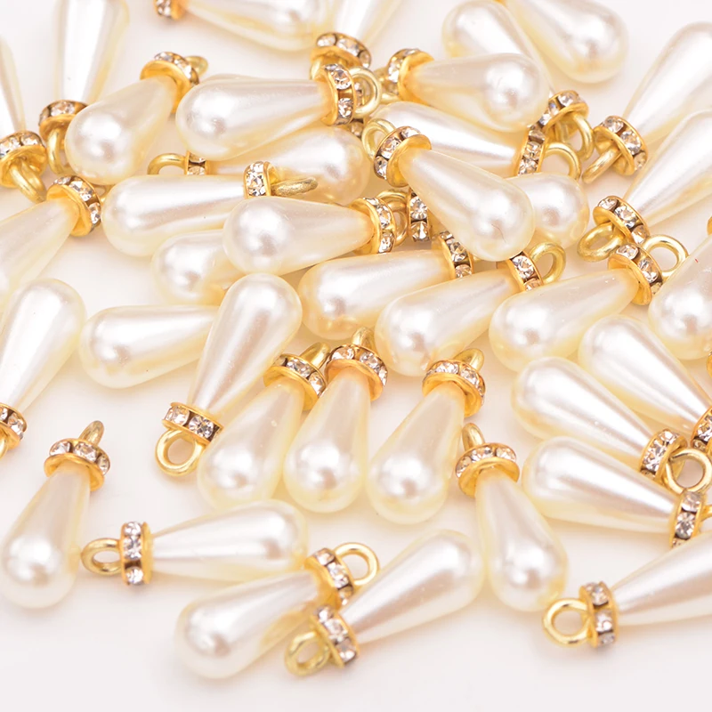 

8*15mm Sewing White Pearl Beads Teardrop Pearl Applique Decoration Bracelet Pendant Beads for Clothes Jewelry Making