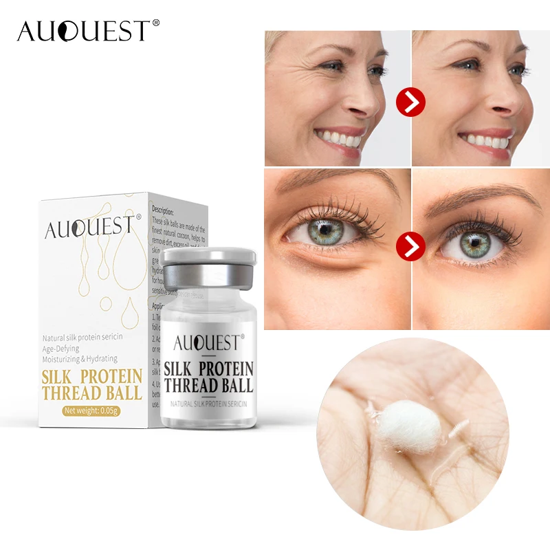 

AuQuest Silk Collagen Serum Removes Lighten Dark Spots Whitening Firming Flexible Anti Aging Anti Wrinkle, White