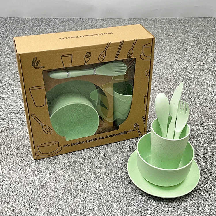 

Wholesale Dinnerware Wheat Straw Plate And Cutlery Set