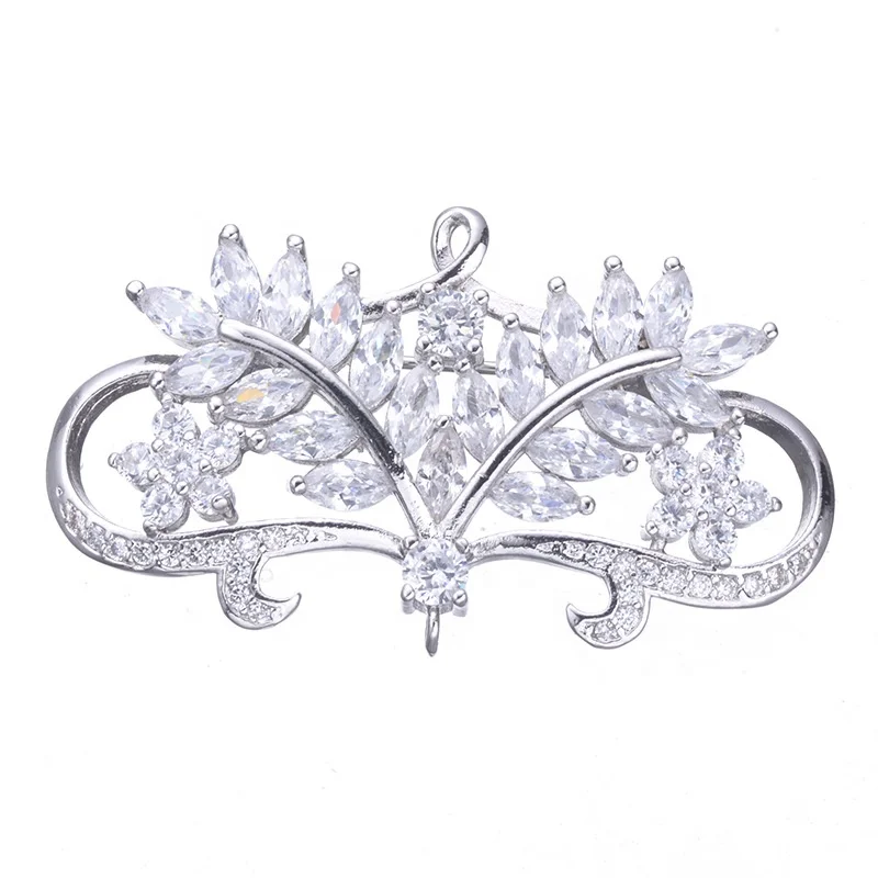 

Wholesale hot selling womens flower zirconia gold plated brass decorative safe jewelry brooch pins