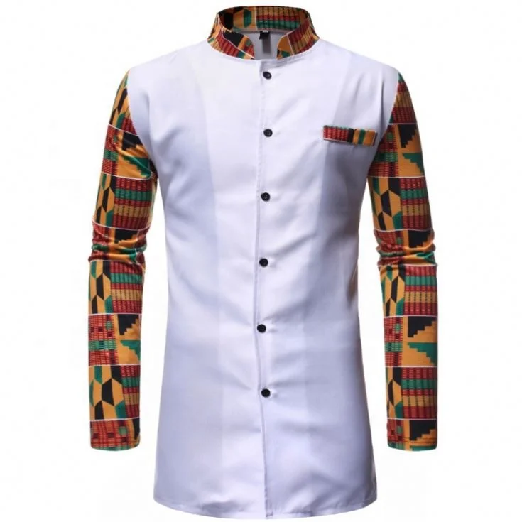 

2pieces Clothing Set Man Stand Collar Full Sleeve Shirt with Trousers African Style Dashiki Clothing Set Hip Hop Street Wear