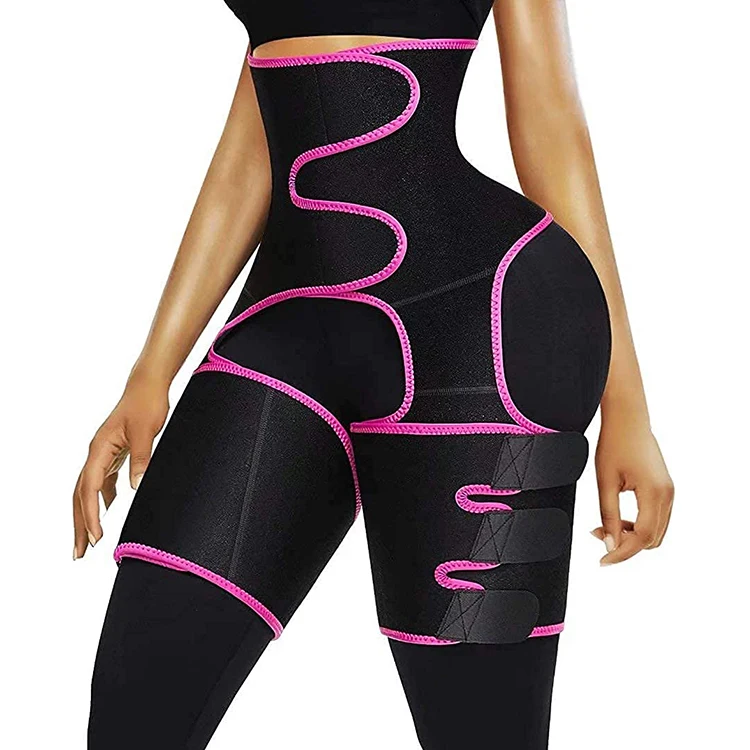 

Custom Logo Faja Sweat Women Jogging Wear Slim Compression Adjustable High Waist Waist Trimmer 2 In 1 Neoprene Thigh Shaper, As show
