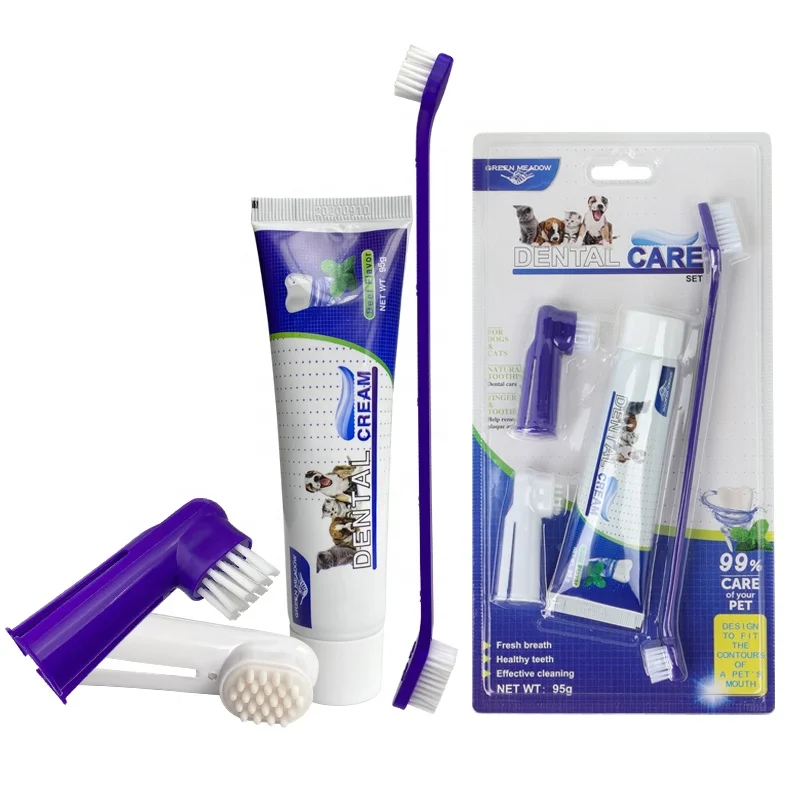 

Factory Wholesale 4 In 1 Dog Dental Care Dog Finger Toothbrush Pet Cat Dog Toothbrush And Toothpaste Set