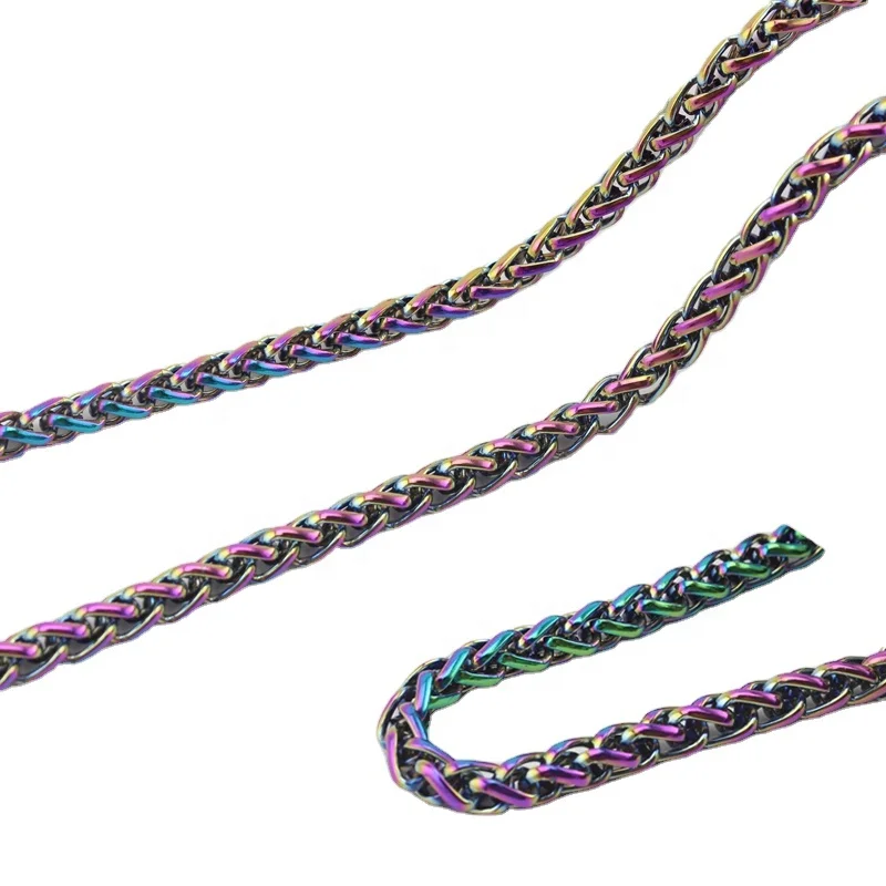 

Nolvo World 6mm wide lantern chain Iridescent rainbow metal chains women handbag crossbody purse chain accessories for bags