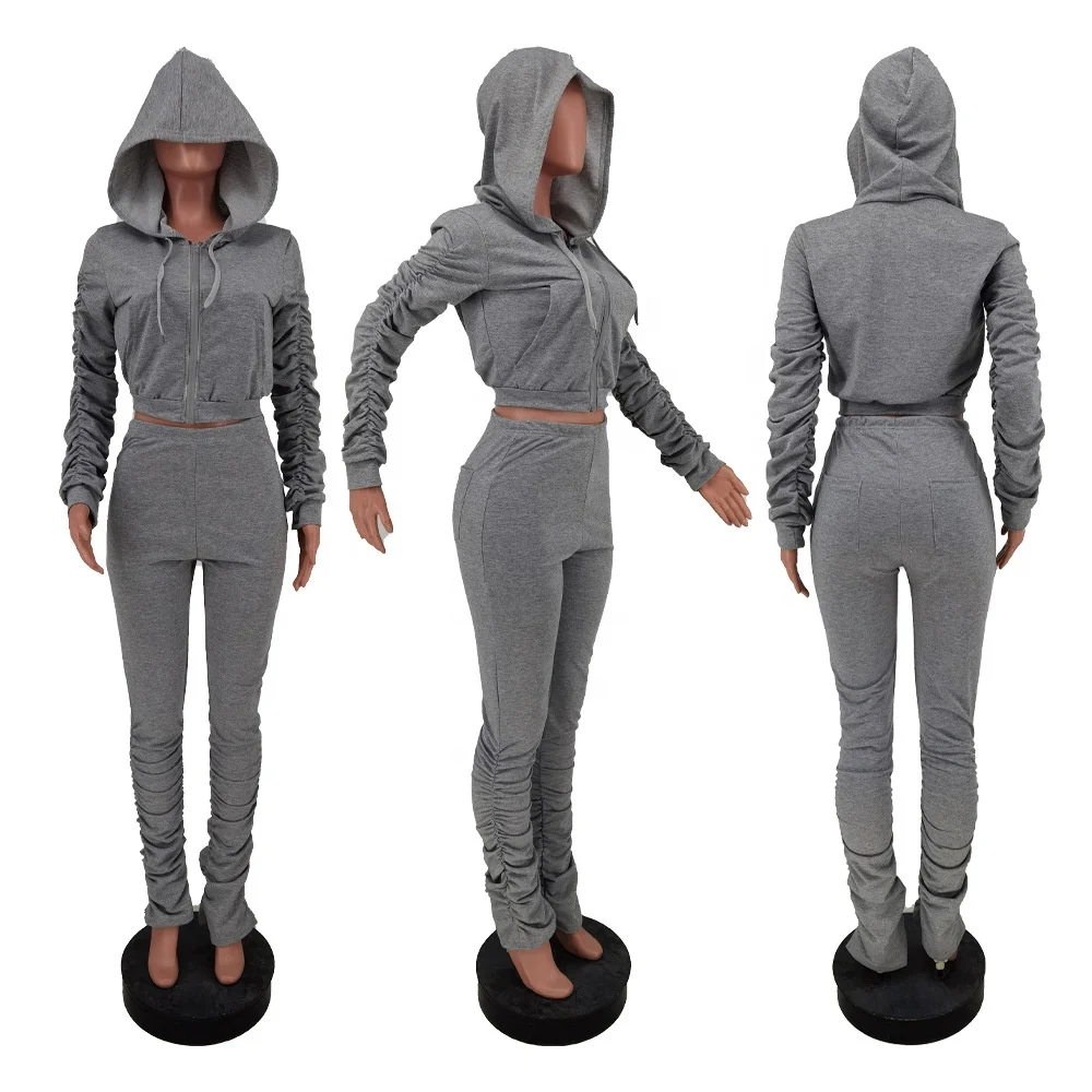 

Manufactured Autumn winter 2021 new arrival women hoodie set sportswear hoodies with jogers set wo piece pants set women, Gray/blue/burgundy