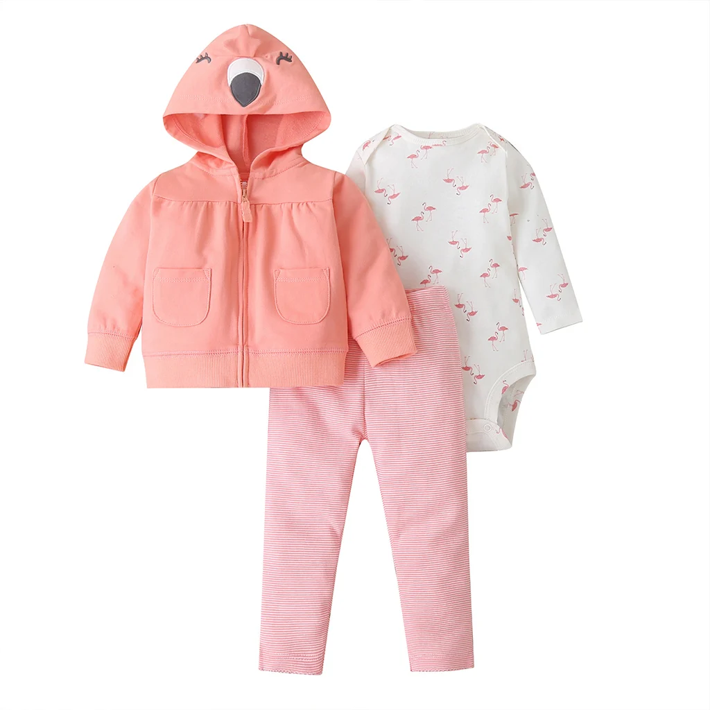 

Newborn girl boy autumn winter clothes set infant cartoon romper jacket pants clothing set baby cotton clothes, Multi color