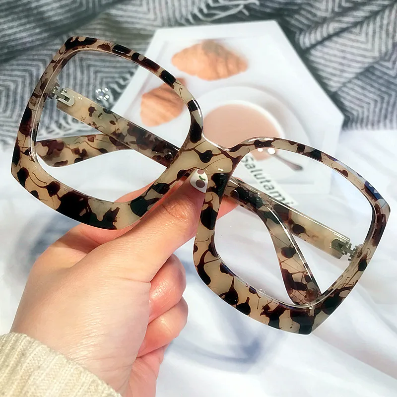 

Vintage Oversized Square Sunglasses 2023 Fashion Brand Computer T Glasses Frame Female Anti-blue Light Eyeglasses For Women