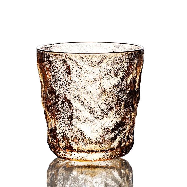 

New Style Tree Pattern Glacier Glass Cup Hammer Pattern Frosted Water Cup, Clear