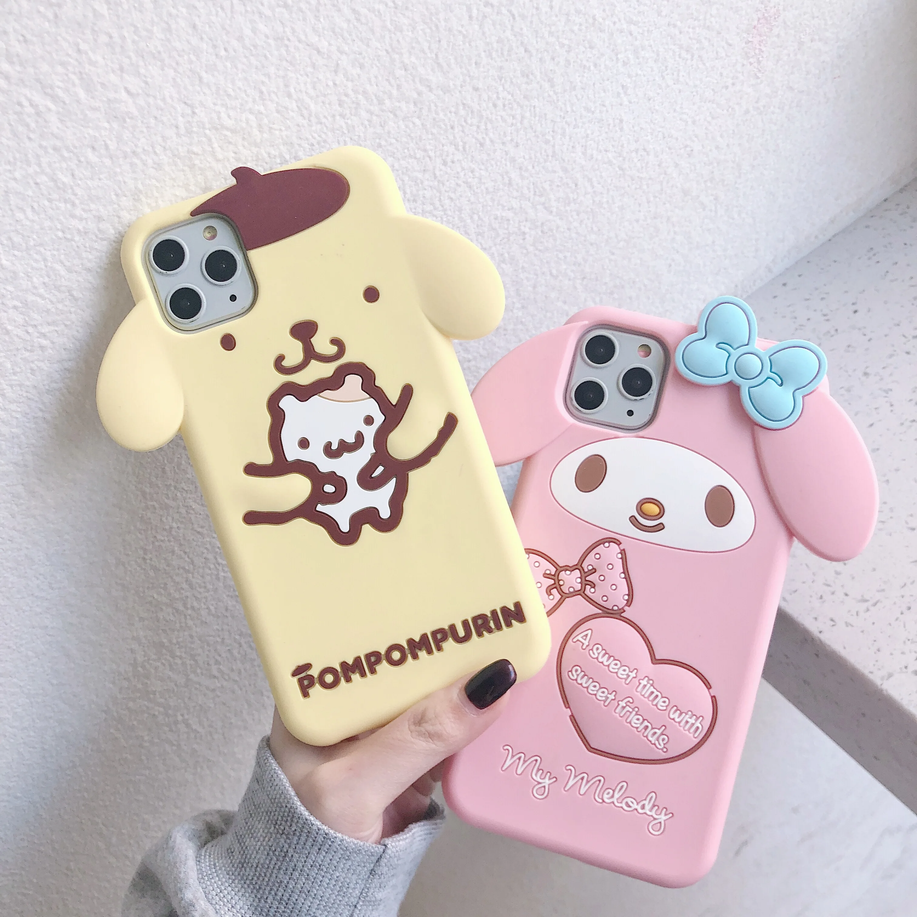 

3D Cartoon Melody Pompom Purin Phone Case for iPhone 11 Pro X XS X Max XR 6s 6 7 8 Plus