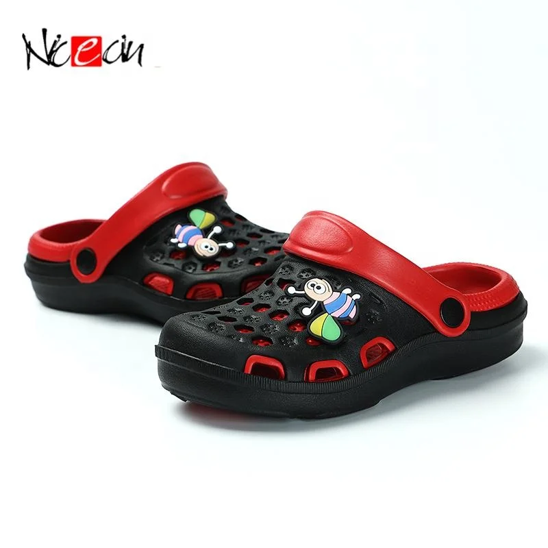 

Children cartoon upper picture breathable hole garden shoes antislip outsole clogs, Black /pink/dark blue/sapphire