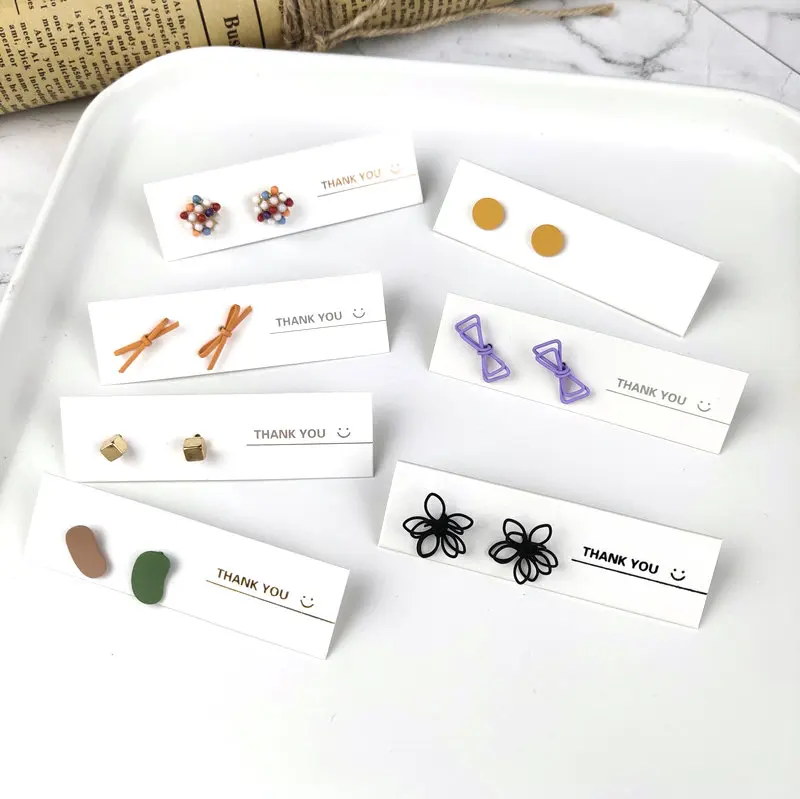 

20102402 Customized Jewelry Display white Cards with Logo Earrings Cards Jewelry Package white Cardboard paper