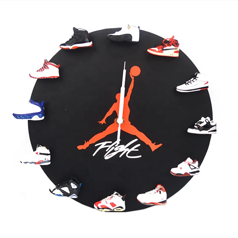 

Dropshipping Wholesale 3D Air Jordan Shoes Sneaker Wooden Clock With Magnets and Gift Box