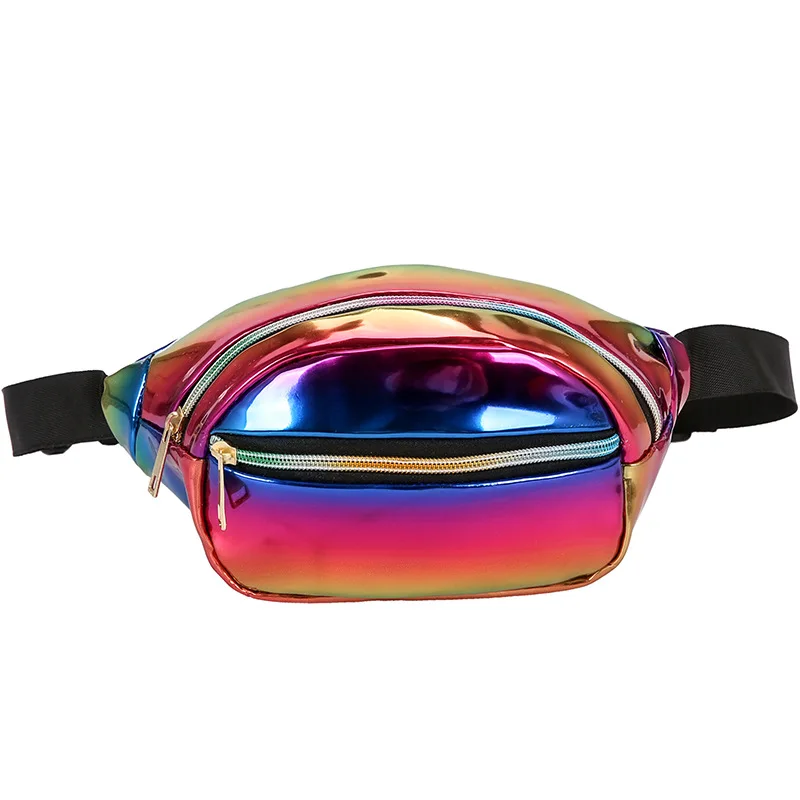 

Custom Logo Wholesale 2-zipper Waterproof Clear PVC Fanny Pack Laser Fanny Pack