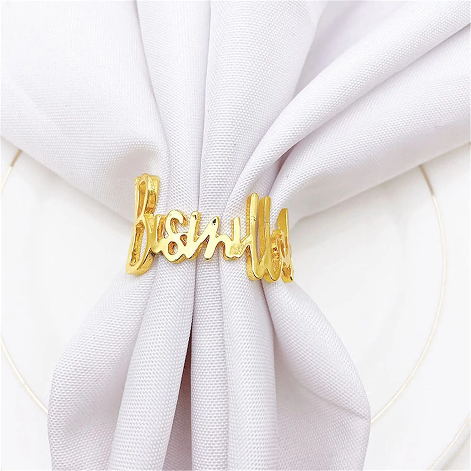 

Bismillah Letter Metal Napkin Ring Alphabet Napkin Buckles Holder Table Decor for Wedding Party Christmas Thanksgiving