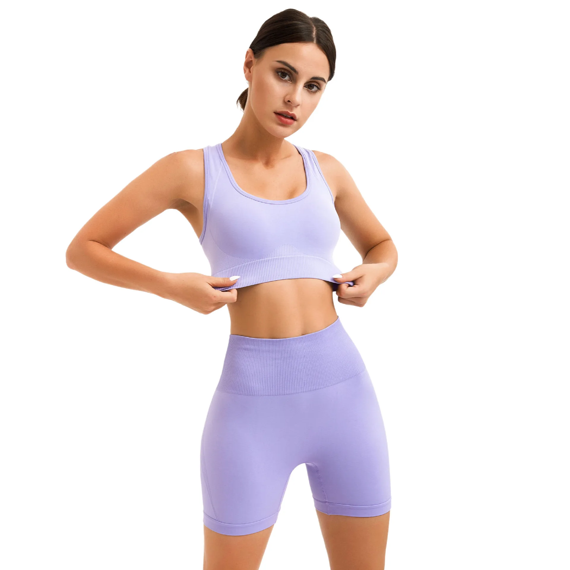 

New colors seamless fitness shorts set custom logo private label running gym wear ladies sports suits, As you see or oem