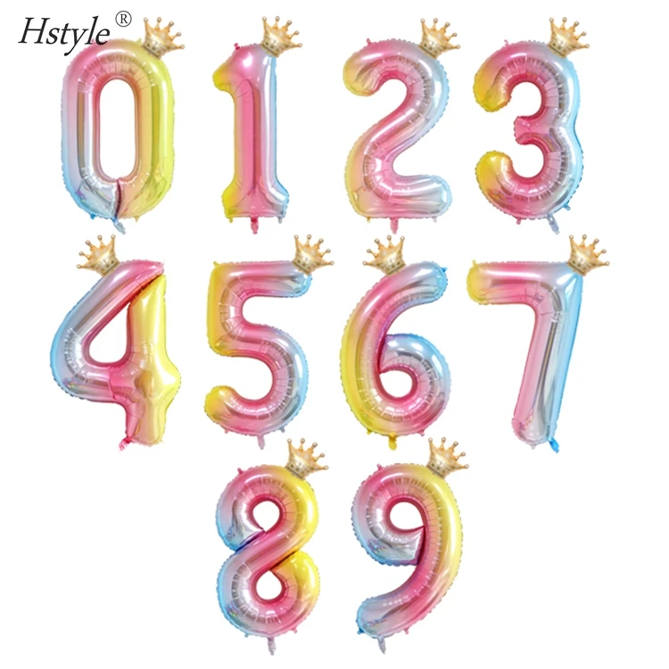 

32 Inch Crown Number Foil Balloons Number Ballon Happy Birthday Party Decoration Wedding Party Decorations Ballons(2PCS ) SET001
