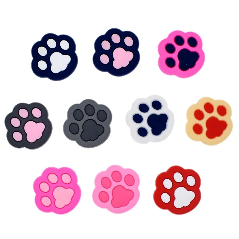 

Customized Cartoon Cute Cat paw print Soft Pvc Button Shoe Charms for croc