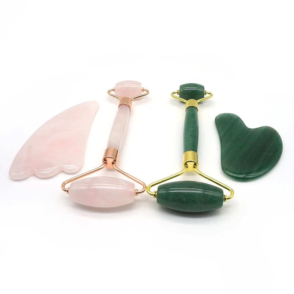 

Mini Handle Beauty Facial High Quality Face Massager Pink Jade Roller, Pink, green