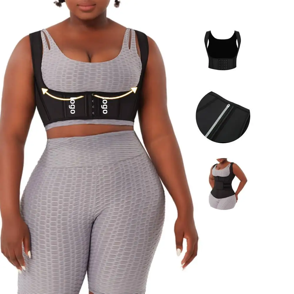 

2021 Dropshipping Post Surgical Tank Support Crop Top Bra High Compression Faja Vext Latex Waist Trainer Shaper, As shown