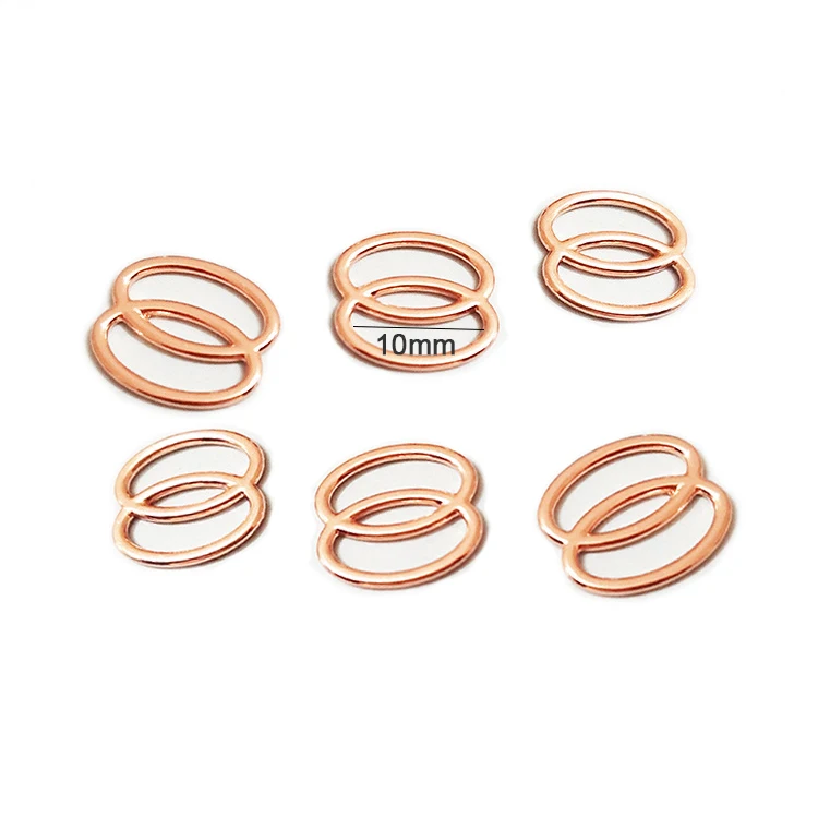 

Stock 10mm Non-Fading Rose Gold Metal Bikini Strap Slider Hardware Accessories For Bra Swimwear, Shiny rose gold , gold,silver or other color