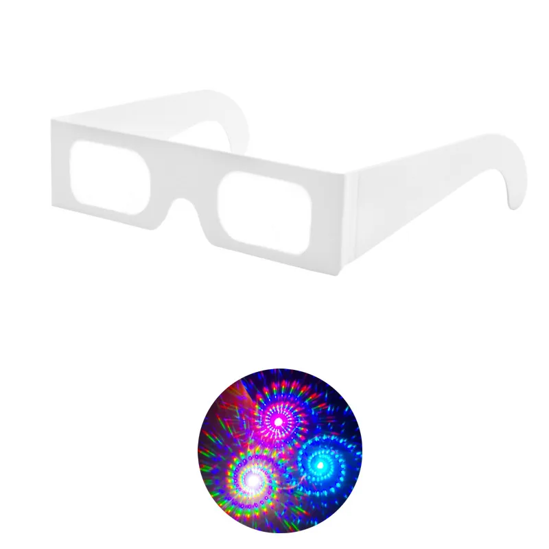 

3D Fireworks Rainbow Spiral Prism Paper Cardboard Diffraction Glasses For Rave Party Favor Women Man Glasses Funny Festival