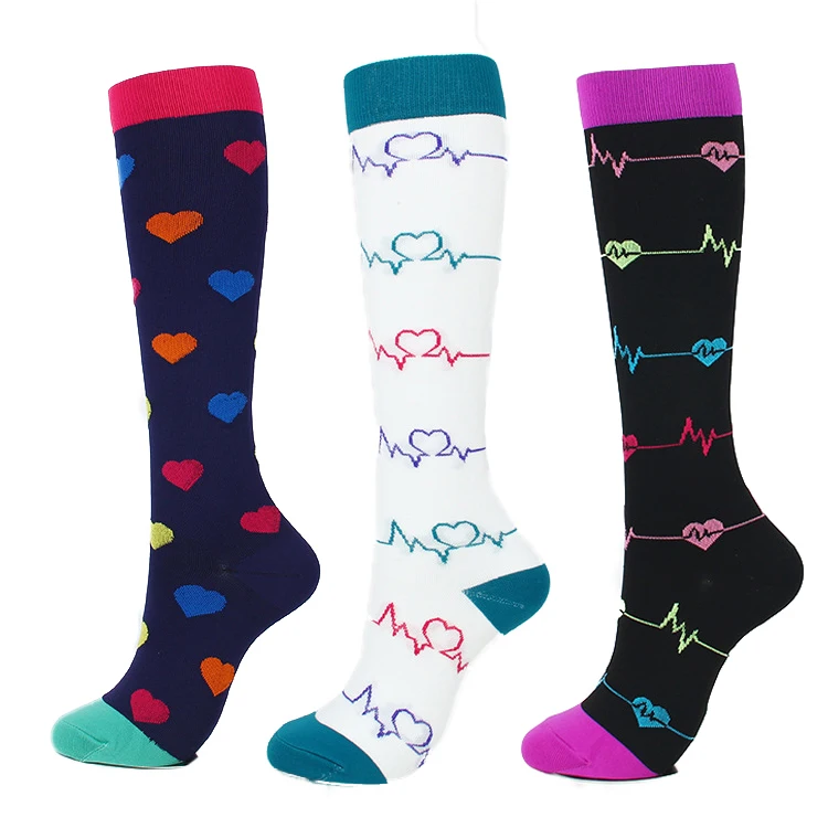 wholesale custom 20-30mmhg funny colorful football medical compression knee high running cycling sport socks men women
