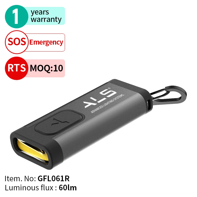

ALS 60lm Rechargeable LED Keychain light Portable durable Function SOS Super-thin Mini-flashlight