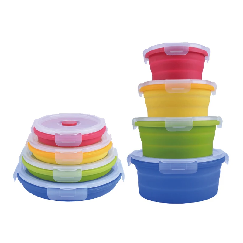 

Set Of 4 Wholesale High Quality Silicone Lunch Box Plastic Cooler