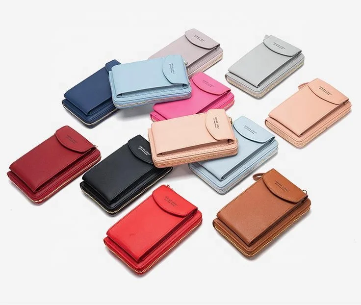 

UNIQ PU Leather Crossbody Cell Phone Bag Wallet Purse Shoulder Strap Bag, Red,wine,darkblue,black,hotpink,pink and etc