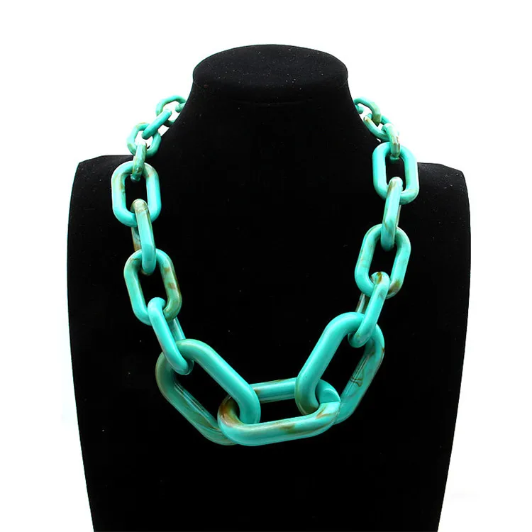 

fashion heavy chunky acrylic turquois chain necklace for fashion woman