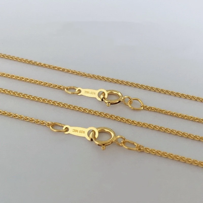 Vintage 1MM Width Wheat Chain Necklaces 14K Gold Filled Women Trendy Jewelry Chokers