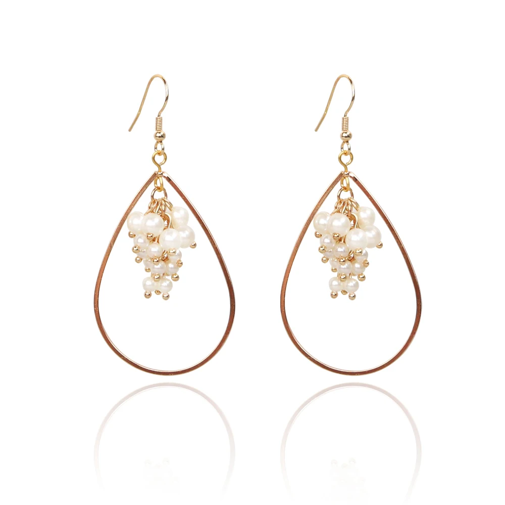 

Wholesale Chinese Jewellery Long Earrings Pearl Wire Wrap Hoop Earrings, Colors