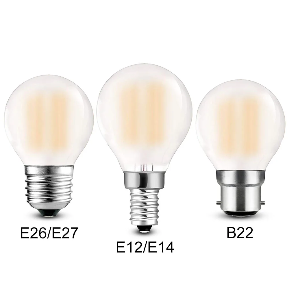 6W 650LM G45 Frosted LED Filament Bulb E12 E14 E26 E27 B22 Decorative Globe LED Bulbs 2700K 3000K 4000K 5000K